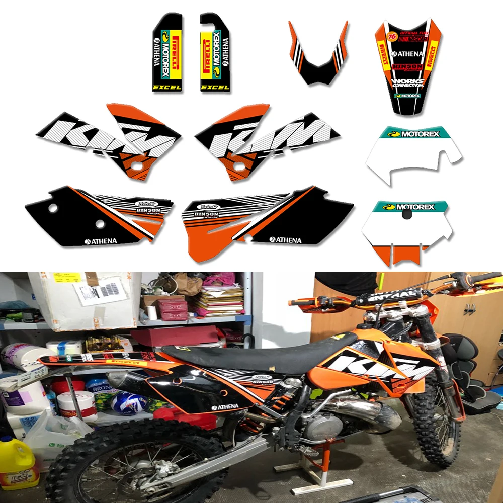 

0270 Orange &Black NEW TEAM GRAPHICS WITH MATCHING BACKGROUNDS FIT FOR SXF MXC SX EXC Series 2005 2006 2007