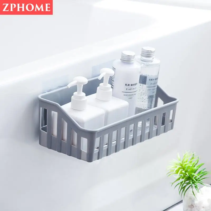 Bathroom shelf wall hanging bathroom vanity seamless kitchen toilet wall-free punching bathroom storage Bathroom shelf wall hanging bathroom vanity seamless kitchen toilet wall-free punching bathroom storage