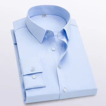 

Shirt men's spring and autumn business solid color long-sleeved overalls / plus size professional white blue black men's shirt