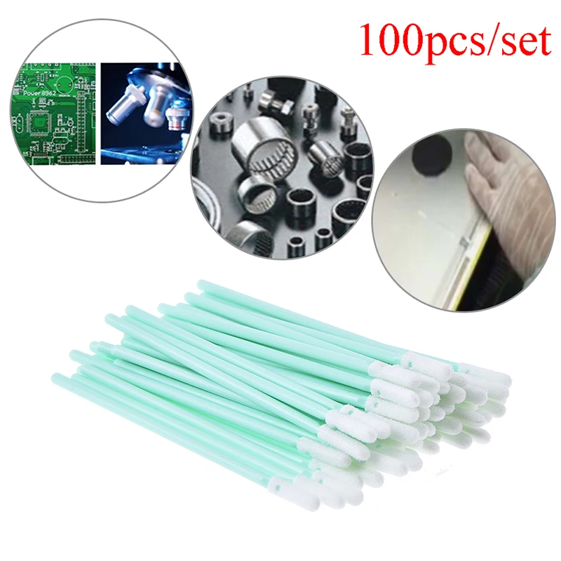 100/Pack Foam Swabs Flexible Head Sponge Foam Cleaning Swab Sticks