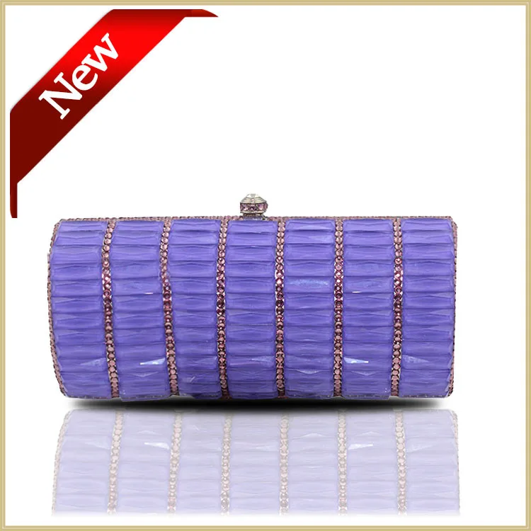 

New arrival 2014 fashion women rhinestone evening bag hard cased purple clutch bag crystal boxed clutch bag phone purse#4050
