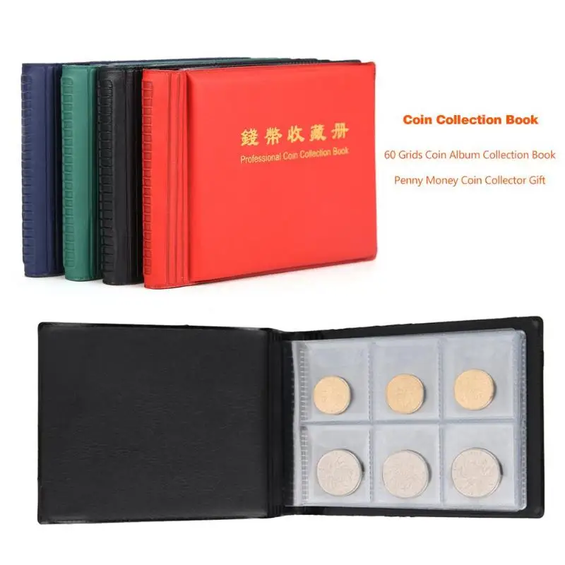 

60 Grids Coin Holder 4 Colors Coin Album Portable Album Coin Penny Money Storage Book Case Folder Holder Collection Collecting