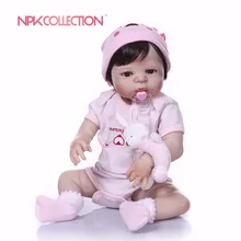 NPK 57 см розовый всего тела силиконовые девушки Reborn игрушки куклы принцесса младенцев волосы для куклы подарок на день рождения; Рождественский подарок