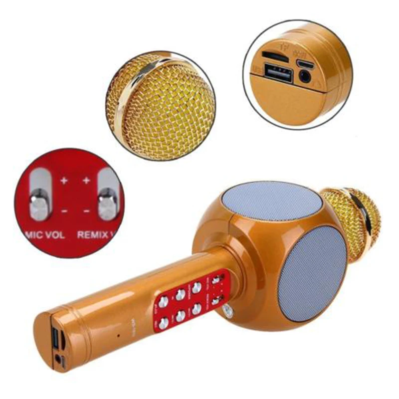 DOITOP Hi Fi Bluetooth Hanheld микрофон Поддержка FM TF карты светодиодные беспроводной