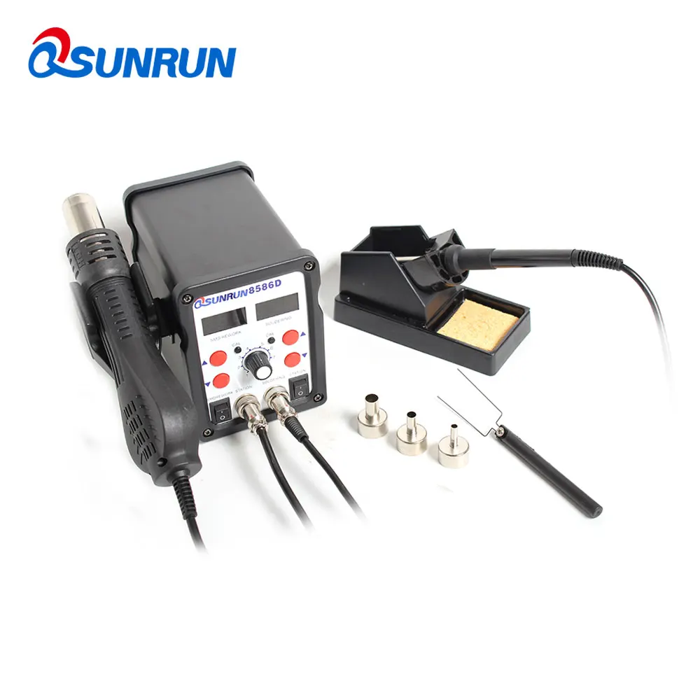 BGA/SMD 8586D Hot Air Blower Heat Gun,Reworku0026Soldering Iron 2-in-1 digital  display station, Desoldering Station
