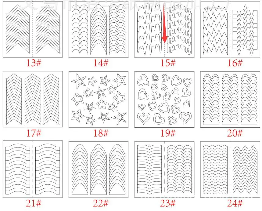 10 шт форма Руководство Наклейки Советы Дизайн Наклейка Французский маникюр Дизайн ногтей бахрома DIY салон трафарет торговля Профессиональный#1107 - Цвет: 15