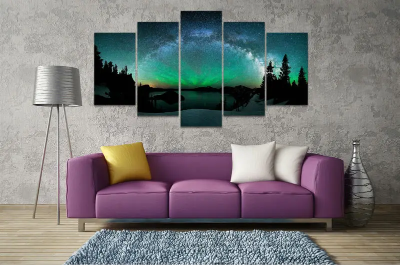 5 шт. красивые лес Aurora Borealis пейзаж живопись на холсте Печать плакатов домашний