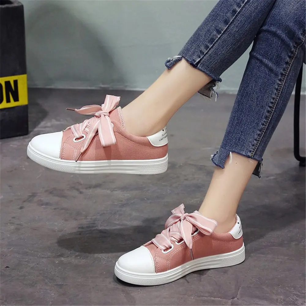 

Sneakers women platform shoes 2018 new shoes butterfly knot sewing solid canvas shoes for girls cotton fabric chaussure femme