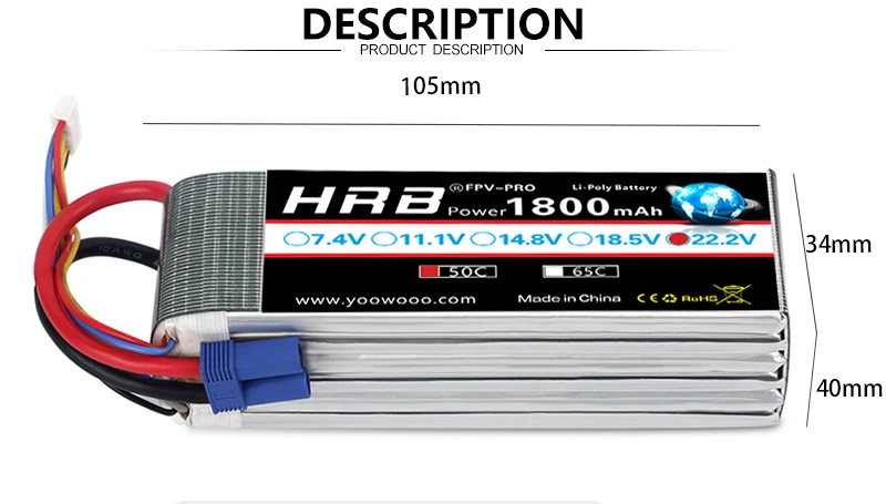 HRB 22,2 V Lipo батарея 6S 1800mah XT60 T Deans XT90 TRX EC5 50C для мультикоптера FPV гоночный самолет багги автомобиль лодка RC запчасти горячая распродажа