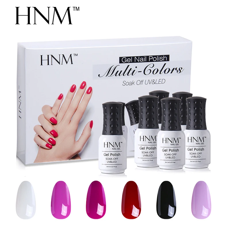 HNM 6 шт./компл. УФ Комплект гель лаков для ногтей маникюрный набор