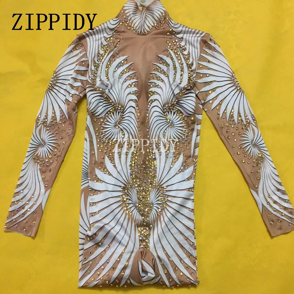 Fashion Sexy Geometric patterns Jumpsuit Sparkly  Bodysuit Stage Wear Women's Celebrate Female Singer  Crystals Costume Outfit