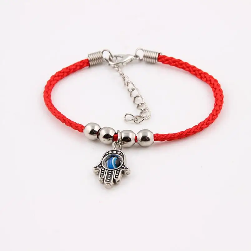 

New 2019 Lucky Red Thread Amulet Fatima Hand Shaped Beads Chain Bracelets For Women With Friendship Rope Bracelet Gift