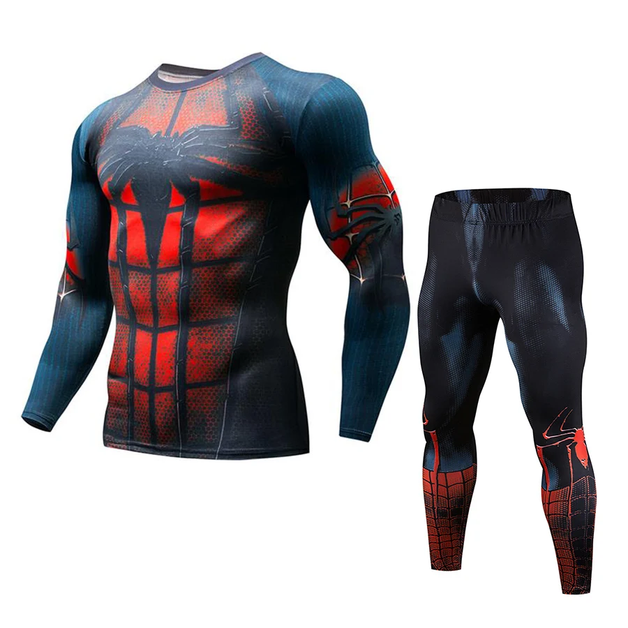 

Spiderman men's multi-functional fitness compression set 3D print men tights trousers mens run rashgard Cycling Base Layers kit