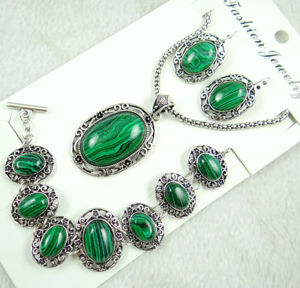 3 комплекта ожерелье и браслет из Малахита|jewellery necklace|necklace necklacegem necklace |