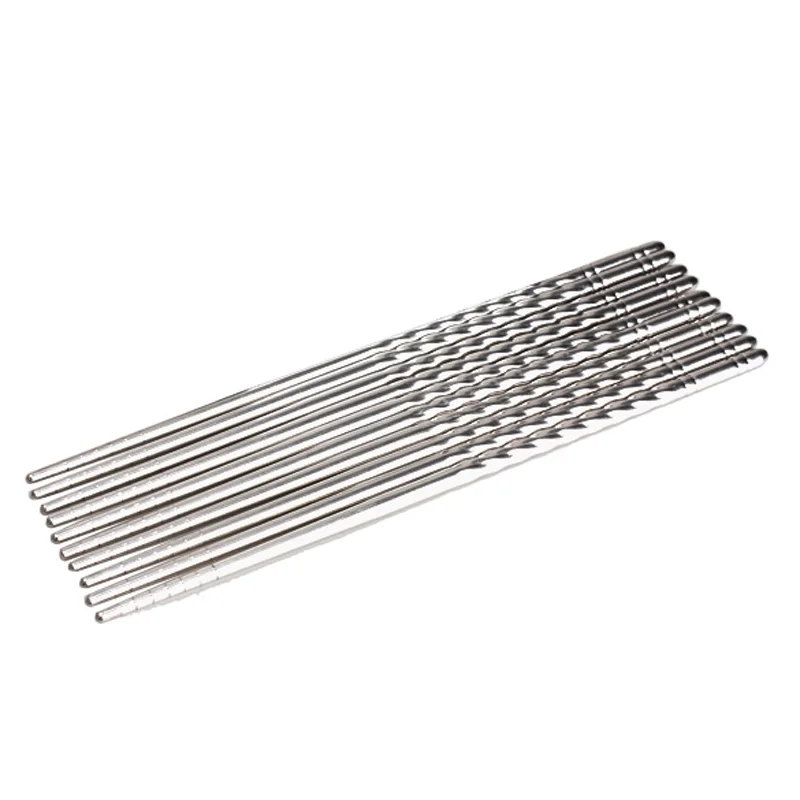 

5 Pairs/lot Stainless Steel Chopsticks Anti-skip Thread Stylish Food Stick Non-slip Design Hight Quality