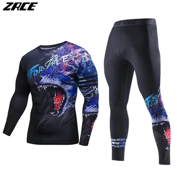 

ZRCE 2017 Costume 3d Two Piece Set Wolf Cosplay Plus Size Skinny Men Compression Jerseys Funny T Shirt Fashion Full Men Suits