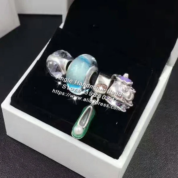 

4pcs Fashion S925 Silver Green Enamel Shoes Dangle Charms Beads Jewelry Set Fit Bracelet Necklaces Jewelry Making Woman Gift