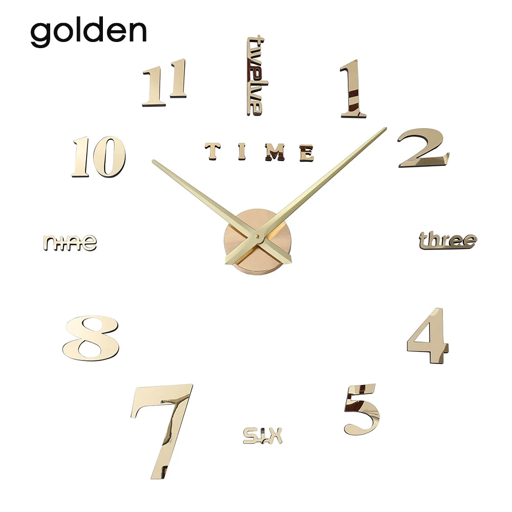 Настенные часы современный дизайн часы цифровые большие 3D DIY домашний декор светящиеся зеркальные наклейки Мода Новое поступление - Color: clock 2golden