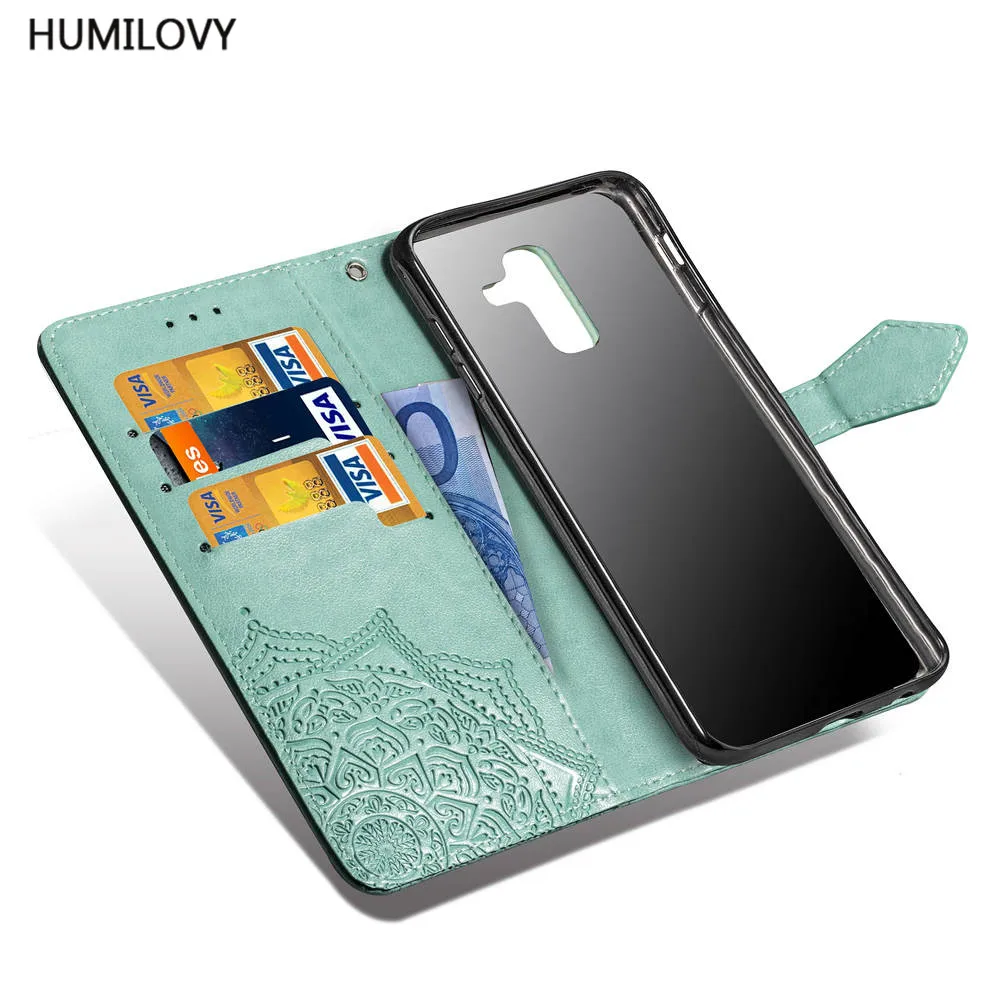 Для Samsung Galaxy A6 2018 чехол для J4 J6 Чехол Флип Роскошный телефона из искусственной