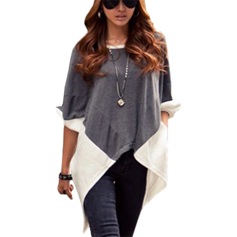 

Women's long-sleeved T-shirt Color Stitching Swallowtail Loose New Autumn T Shirt Women Clothing Vestidos LBD1395