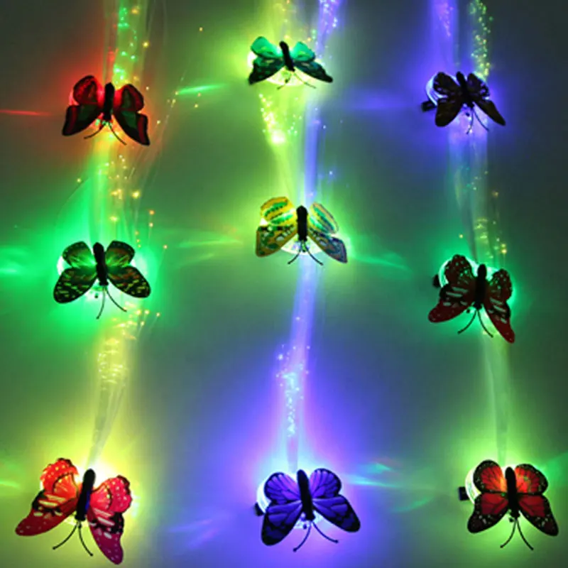 Colorful Butterfly LED Luminescent Fiber Light Party Novelty Toy Headdress