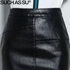 SUCH AS SU New 2022 High Quality Fall Winter Women Pencil Skirt Black High Waist PU Leather Skirts S-5XL Female Mid-Long Skirt ► Photo 3/6