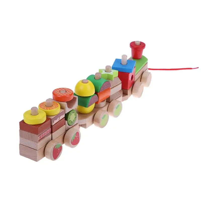 

Wooden Tangram Block Toys Stacking Geometry Train Set Combination Intellectual Kids Intelligence Enlightenment Building Toys