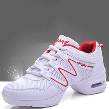 Танцевальная обувь для бальных танцев; женская обувь для современных танцев с дышащей сеткой; женская обувь с мягкой подошвой; обувь для аэробики и фитнеса с квадратным подъемом