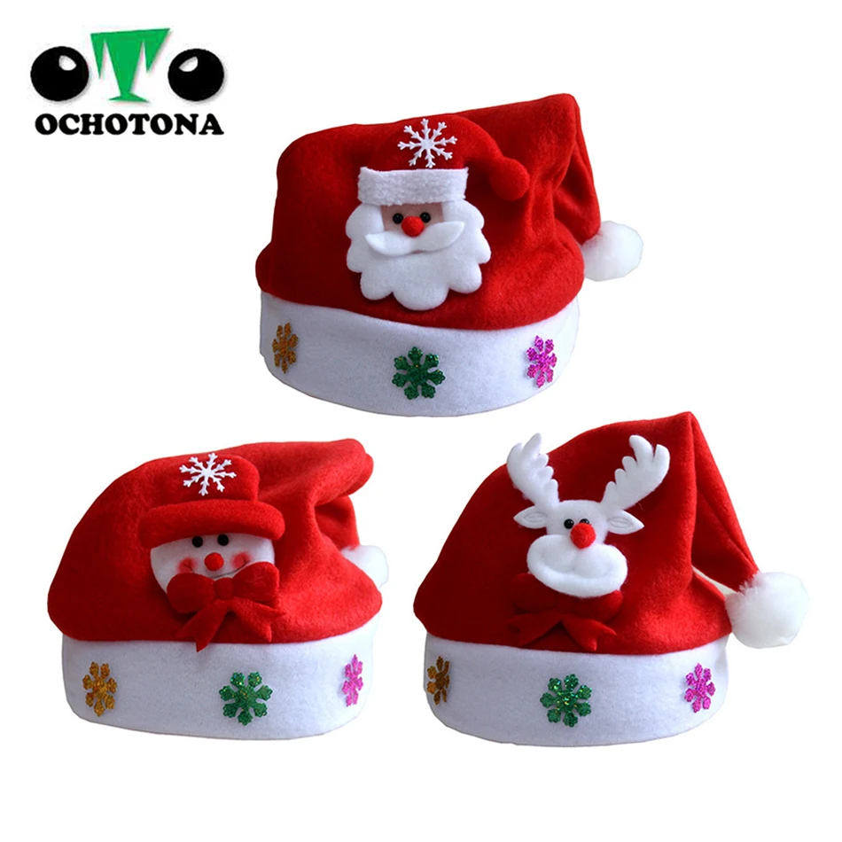 

Kids Christmas Santa hat Claus Snowman Elk Reindeer Snowflakes Hats Navidad natal Hat For Children Adult natale new Year gifts