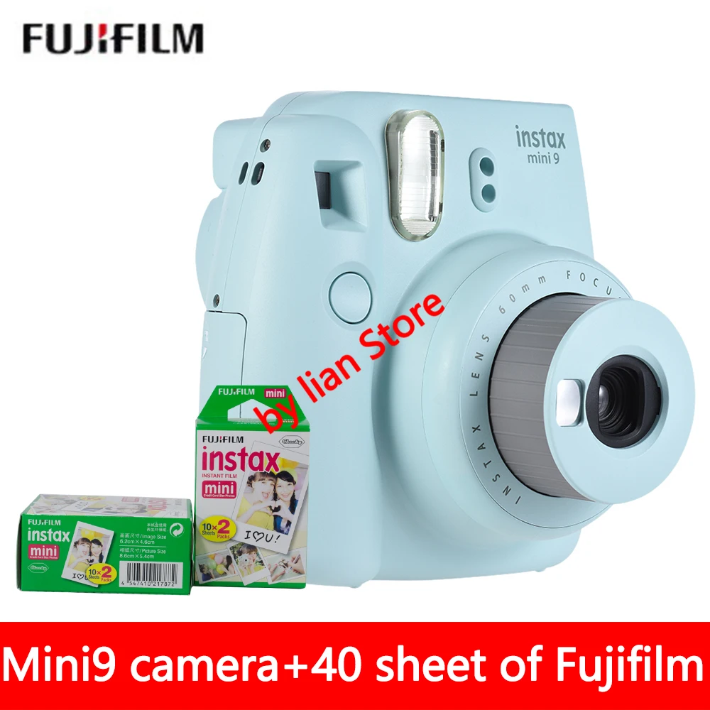 Новинка 5 цветов Fujifilm Instax Mini 9 мгновенная фотокамера + 40 листов Fuji 8 белая пленка