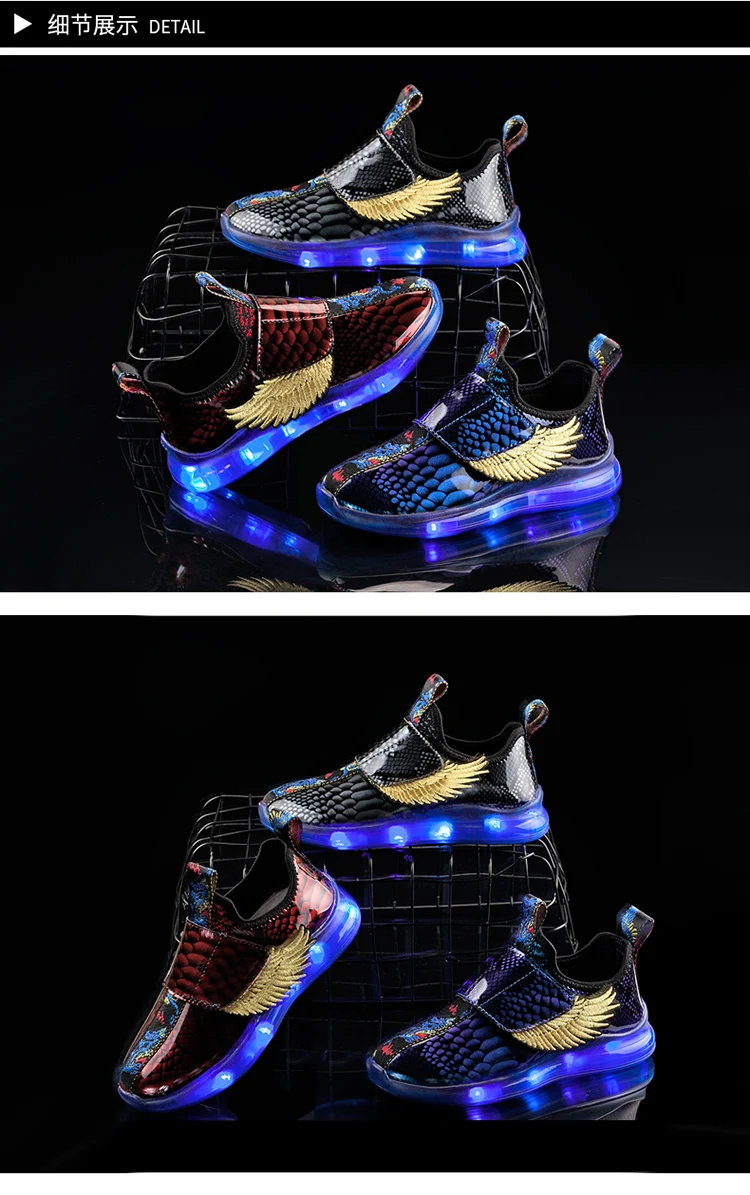 Size 26-37 New Summer Led Fiber Optic Shoes for girls boys USB Recharge glowing Sneakers Man light up shoes High Quality