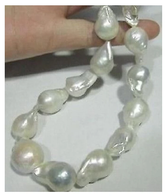 

Free shopping! AAA+ SOUTH SEA WHITE BAROQUE PEARL NECKLACE 18" 18-23mm
