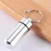 1pc Creative Stainless Steel Medicine Bottle Keychain Case Container Waterproof Holder Aluminum Drug Pill Box Keyring ► Photo 3/6