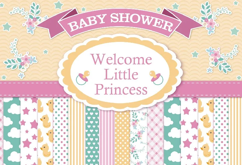 

Laeacco Princess Backdrops Baby Shower Pattern Photo Backgrounds Customized Photocall Photography For Professional Studio