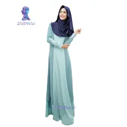 MD 021 Горячая Мода Два цвета сращены Макси платье женщины мусульманская долго Абая Макси платье Обычный цвет макси-платье