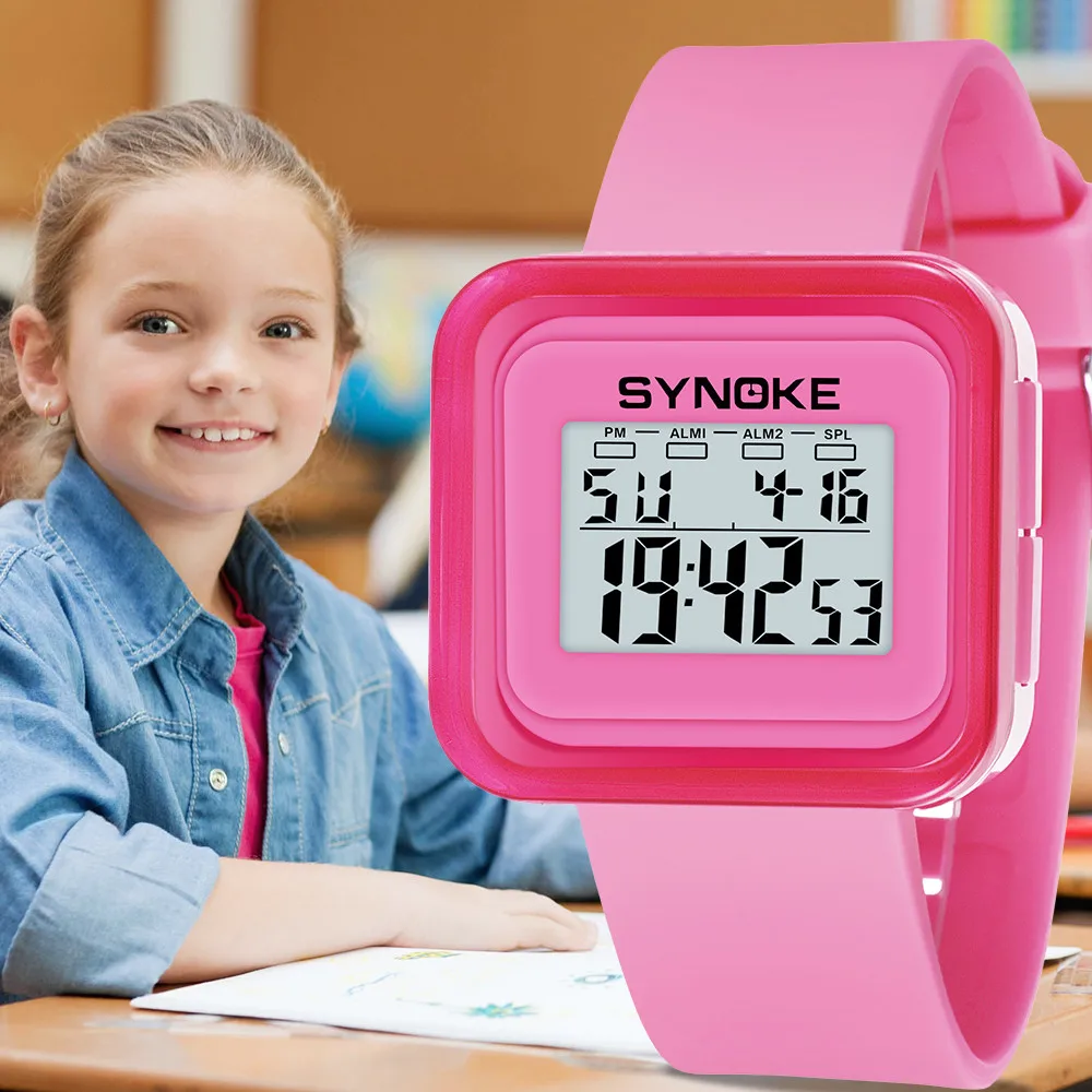 

Digital Watches Children Boys Student Waterproof Sports Multi-Function Watch LED Date Double Action Rubber Wrist Watch 2018