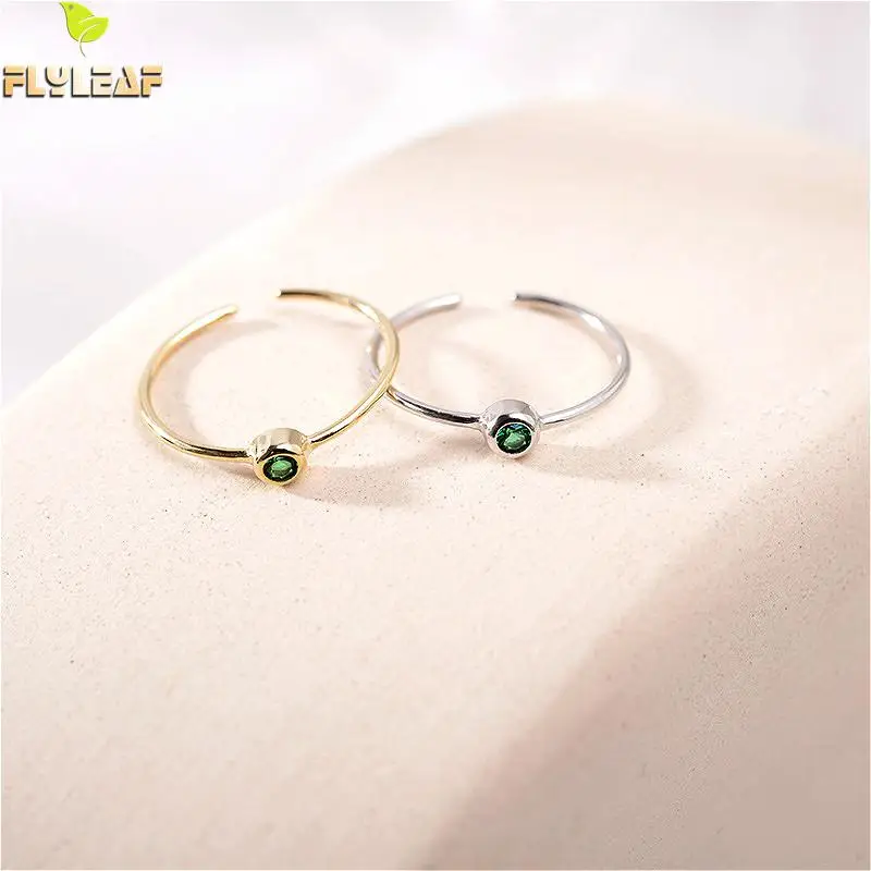 

Flyleaf Cubic Zirconia Thin Circle Simple Real 925 Sterling Silver Rings For Women Fashion Gold Fine Jewelry Femme Open Ring