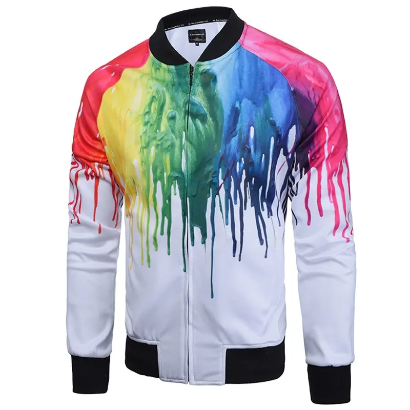 Men's Jackets Harajuku Casual Fashion Jackets Hip Hop Men's Personality Rainbow Print Jacket 2019 New Men's Clothing Jacket Tops