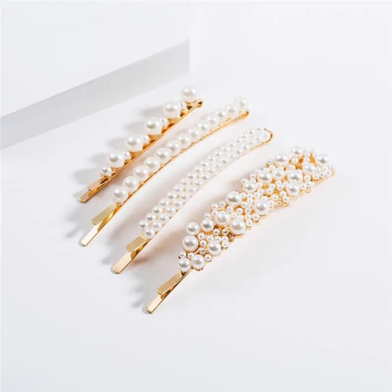 

1SET Korea Chic Imitation Pearl Beads Hair Pins Fashion Hair Clips For Women Hairpin Metal Hair Accessories Jewelry Drop Ship