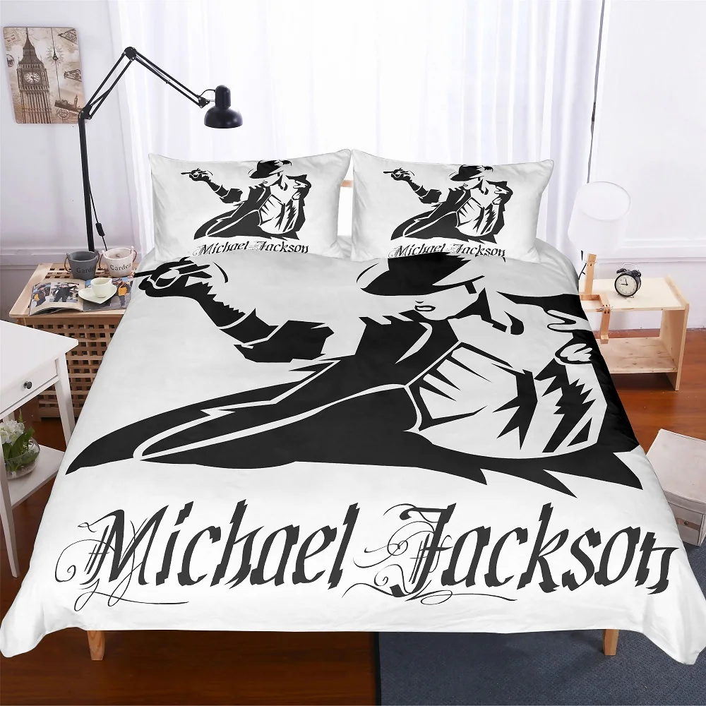 

3D Print Michael Jackson Space Walk Dancing Black/White Bedding Set with Pillowcase Bed Linen Set Microfiber Duvet Cover Set