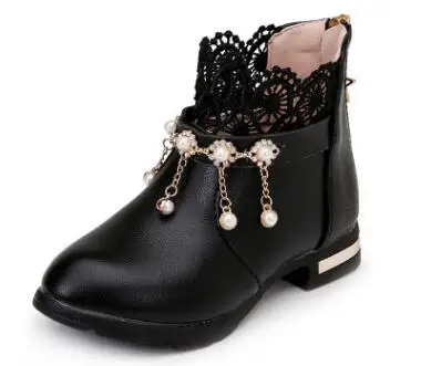 

New shoes arrived Autumn fashion girls boots children flat shoes zip red black pink PU ankle kid shoes size 26-37