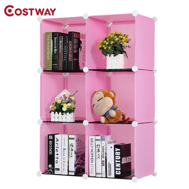 COSTWAY Simple Resin Plastic Bookshelves DIY 6 Grid Portable Bedroom ... COSTWAY Simple Resin Plastic Bookshelves DIY 6 Grid Portable Bedroom ...