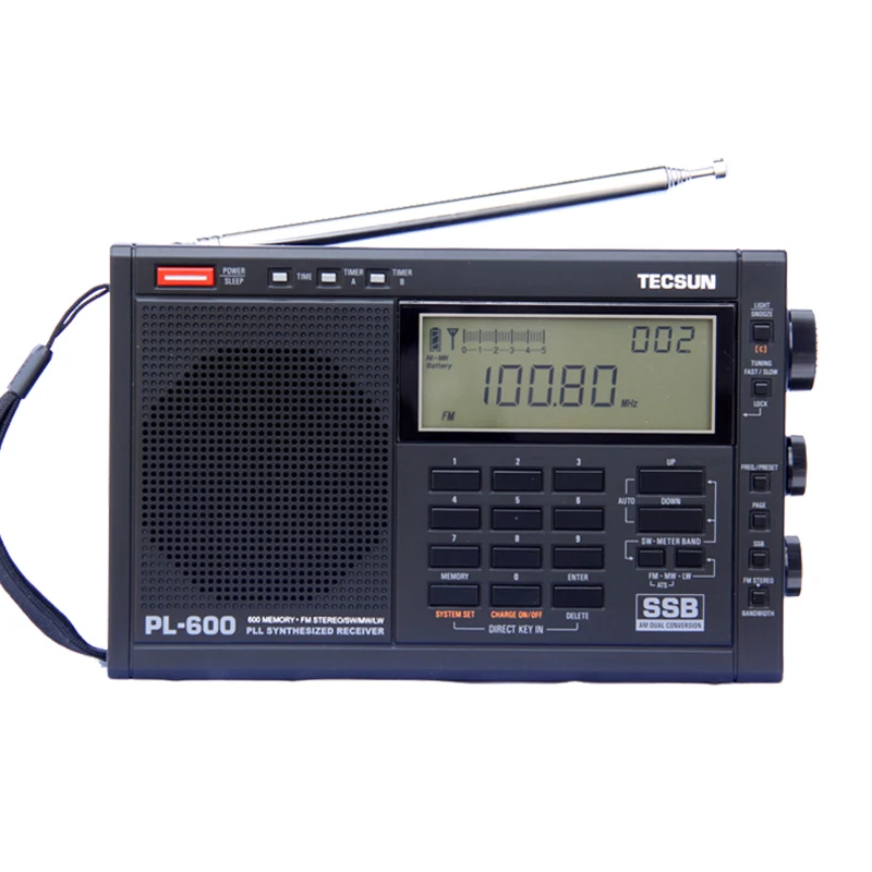 TECSUN черный PL-600 цифровой тюнинг Полнодиапазонный FM/MW/S-SBB/PLL синтезированный высокая чувствительность и глубокий звук стерео радиоприемник