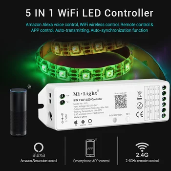 

milight Wifi yl5 RGB CCT RGBW LED strip Controller iOS Android Amazon Alexa Remote controlLER For 3528 5050 LED Strip Lights