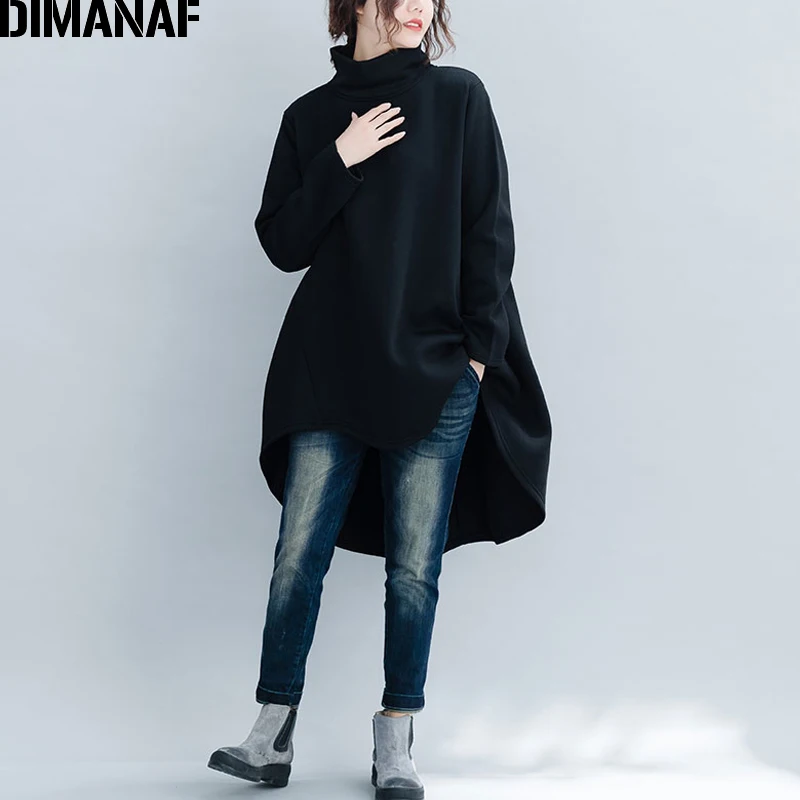 DIMANAF Plus Size Women Pullover Winter Warm Hoodies Sweatshirts Cotton Knitted Thicken Top Female