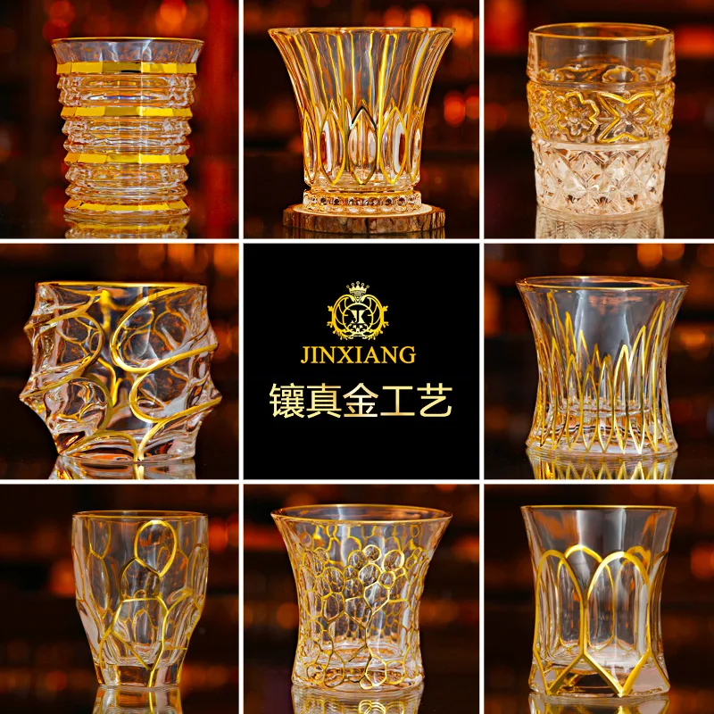 

Lws gold plated glass crystal glass wine glass continental minimalist whisky beer glass home