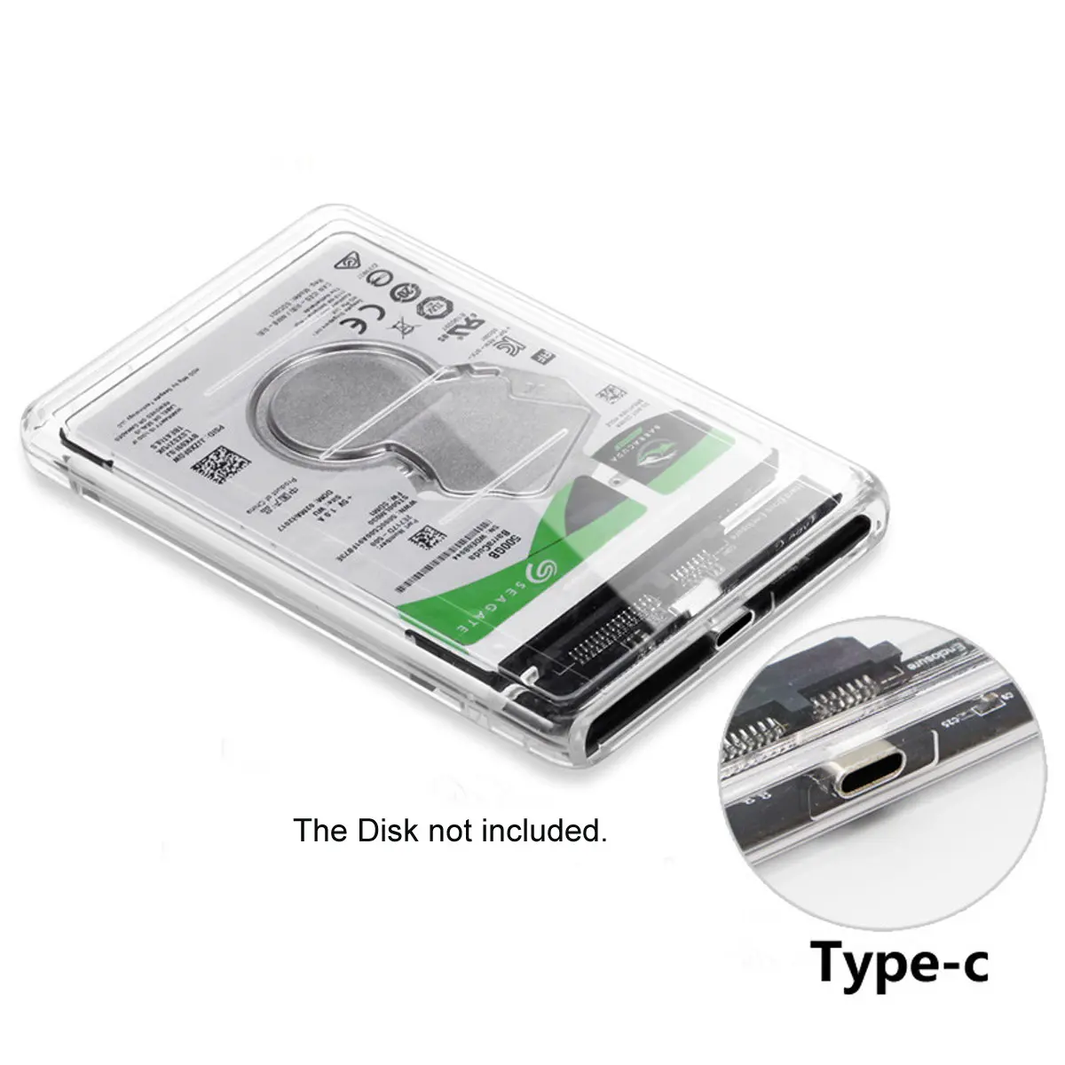 USB-C Type-C до 2 5 дюймов SATA SSD HDD внешний корпус прозрачный для ноутбука/ПК Windows 2000 / XP/ 7/