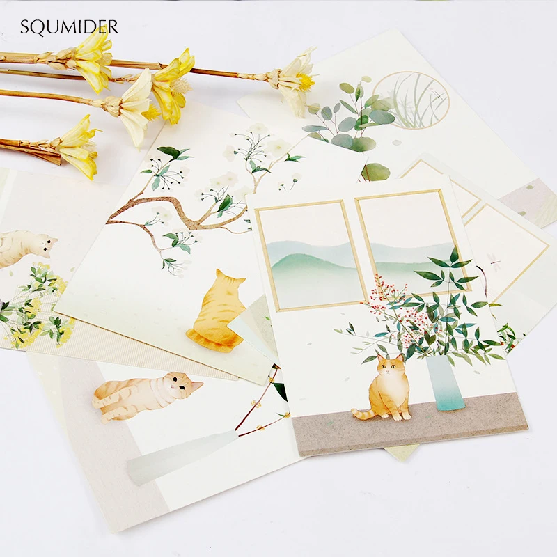 SQUMIDER 9PCS 4 Patterns Postcard Cartoon European Classical Card Greeting Card Christmas Teacher's Day Letter Paper Gift