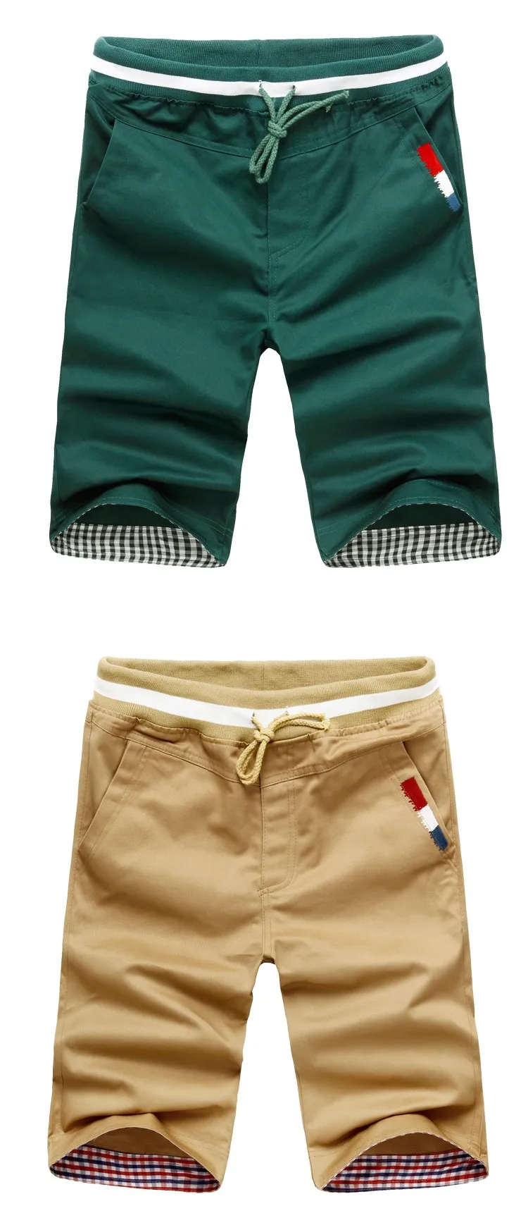 Men's Excellent Drawstring Closure Shorts Dark Green n Khaki