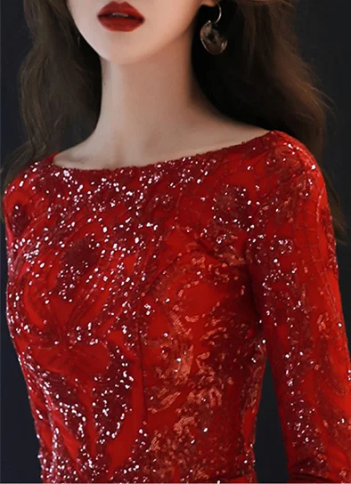 Это YiiYa вечернее платье полной пайетки блестящие круглым вырезом официальный с короткими рукавами платья Для женщин Винтаж цвет красного вина Длинные вечерние платье E091